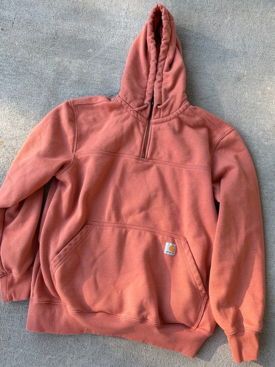 Carhartt Tops - Carhartt relaxed fit rain defender quarter zip hoodie fade red hoodie sweatshirt